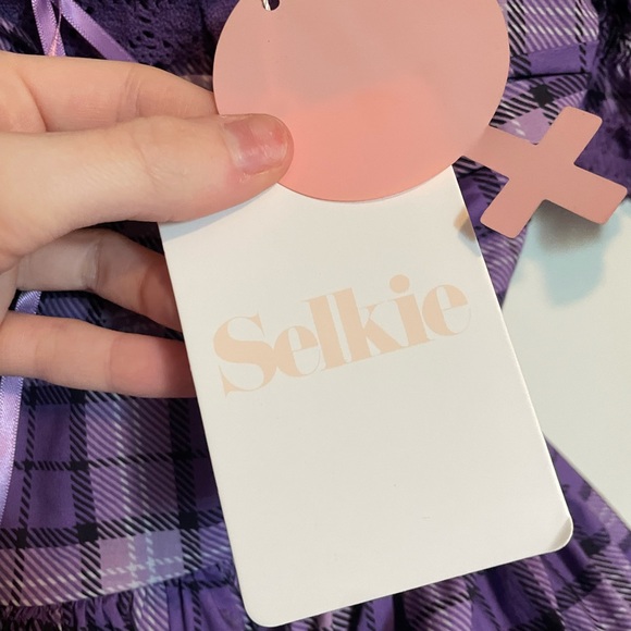 Selkie 2024 Fall Collection BNWT Purple Plaid Puffy Mini Dress with Corset Back - Picture 9 of 12